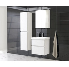 Jungborn Waschplatz TRENTA BxHxT 60x65x45 cm 3D-Streifen-Struktur weiß mit Keramik-Waschtisch Griffleiste chrom matt