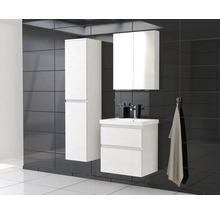 Jungborn Waschplatz TRENTA BxHxT 60x65x45 cm 3D-Pyramiden-Struktur weiß mit Keramik-Waschtisch Griffleiste chrom matt