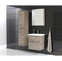 Jungborn Waschplatz TRENTA BxHxT 60x65x45 cm wellington eiche mit Keramik-Waschtisch Griffleiste chrom matt