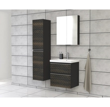 Jungborn Waschplatz TRENTA BxHxT 60x65x45 cm 3D-Pyramiden-Struktur schwarzbraun mit Keramik-Waschtisch Griffleiste chrom matt