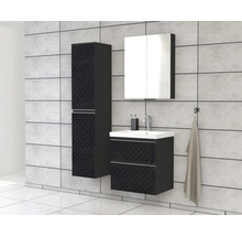 Jungborn Waschplatz TRENTA BxHxT 60x65x45 cm 3D-Pyramiden-Struktur schwarz mit Keramik-Waschtisch Griffleiste chrom matt