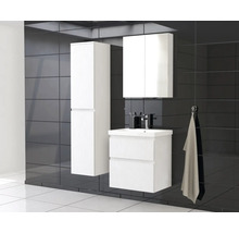 Jungborn Waschplatz TRENTA BxHxT 60x65x45 cm 3D-Streifen-Struktur weiß mit Keramik-Waschtisch Griffleiste weiß