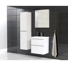 Salle de bain avec armoire haute, meuble sous-lavabo et armoire de toilette