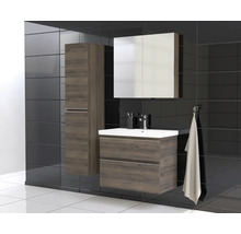 Jungborn Waschplatz TRENTA BxHxT 80x65x45 cm gladstone eiche tabak mit Keramik-Waschtisch Griffleiste chrom matt
