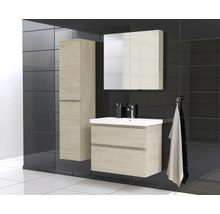 Jungborn Waschplatz TRENTA BxHxT 80x65x45 cm kendal eiche natur mit Keramik-Waschtisch Griffleiste chrom matt