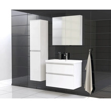 Jungborn Waschplatz TRENTA BxHxT 80x65x45 cm weiß glanz mit Keramik-Waschtisch Griffleiste chrom matt