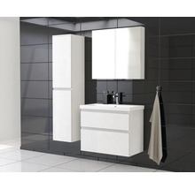 Jungborn Waschplatz TRENTA BxHxT 80x65x45 cm 3D-Pyramiden-Struktur weiß mit Keramik-Waschtisch Griffleiste chrom matt