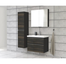Jungborn Waschplatz TRENTA BxHxT 80x65x45 cm 3D-Pyramiden-Struktur schwarzbraun mit Keramik-Waschtisch Griffleiste chrom matt
