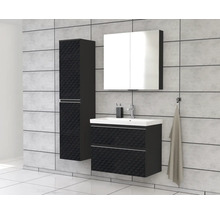 Jungborn Waschplatz TRENTA BxHxT 80x65x45 cm 3D-Pyramiden-Struktur schwarz mit Keramik-Waschtisch Griffleiste chrom matt