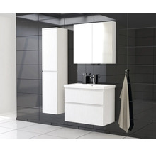 Jungborn Waschplatz TRENTA BxHxT 80x65x45 cm 3D-Streifen-Struktur weiß mit Keramik-Waschtisch Griffleiste weiß