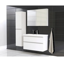 Jungborn Waschplatz TRENTA BxHxT 100x65x45 cm weiß matt mit Keramik-Waschtisch Griffleiste chrom matt