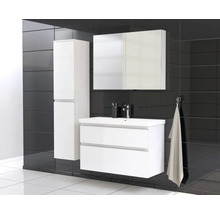 Jungborn Waschplatz TRENTA BxHxT 100x65x45 cm weiß glanz mit Keramik-Waschtisch Griffleiste chrom matt