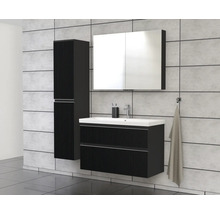 Jungborn Waschplatz TRENTA BxHxT 100x65x45 cm 3D-Streifen-Struktur schwarz mit Keramik-Waschtisch Griffleiste chrom matt