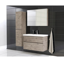 Jungborn Waschplatz TRENTA BxHxT 100x65x45 cm wellington eiche mit Keramik-Waschtisch Griffleiste chrom matt