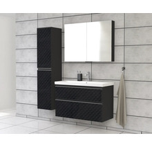 Jungborn Waschplatz TRENTA BxHxT 100x65x45 cm 3D-Pyramiden-Struktur schwarz mit Keramik-Waschtisch Griffleiste chrom matt