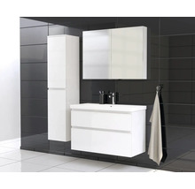 Jungborn Waschplatz TRENTA BxHxT 100x65x45 cm weiß glanz mit Keramik-Waschtisch Griffleiste weiß