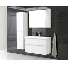 Jungborn Waschplatz TRENTA BxHxT 100x65x45 cm 3D-Streifen-Struktur weiß mit Keramik-Waschtisch Griffleiste weiß