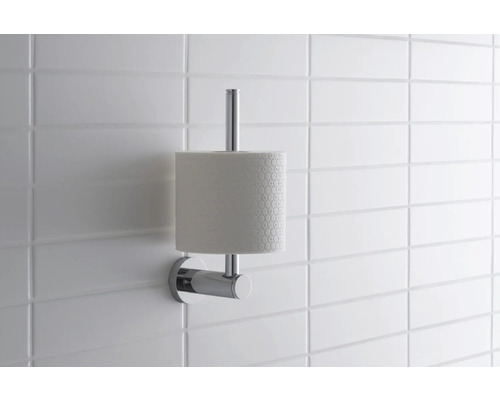 Toilettenpapierhalter aus Metall mit einer Papierrolle