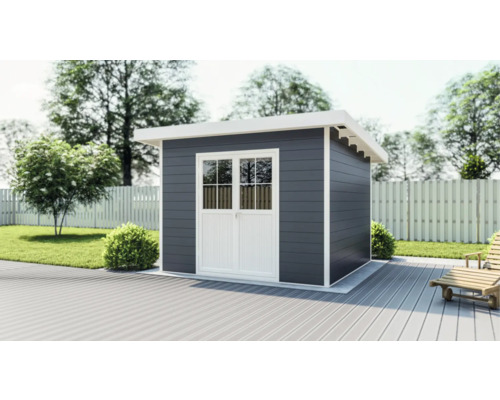 Abri de jardin avec double porte sur terrasse