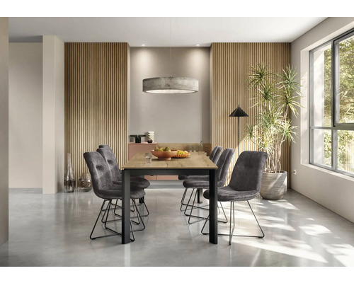 Esszimmer mit Esstisch, Stühlen und Pendelleuchte