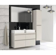 Ensemble de salle de bains avec meuble sous-lavabo, vasque à poser, armoire de toilette et armoire haute
