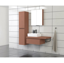 Modernes Badezimmer mit Waschtisch, Spiegelschrank und Hochschrank