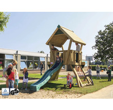 Aire de jeux avec tour, toboggan et filet d''escalade pour enfants en extérieur