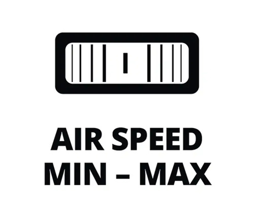 Luftgeschwindigkeit minimal bis maximal Symbol