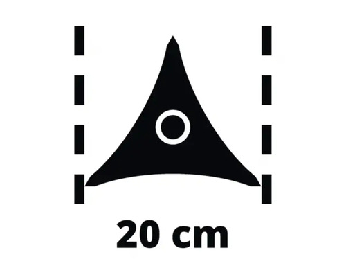 Symbole pour un store triangulaire avec une longueur de côté de 20 centimètres