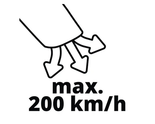 Symbol für eine maximale Blasgeschwindigkeit von 200 km/h