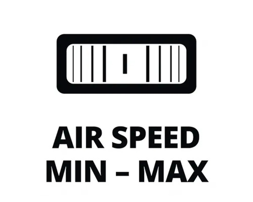 Symbol für die Luftgeschwindigkeit: Minimum bis Maximum