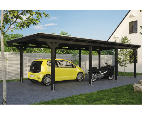 Carport avec voiture et moto