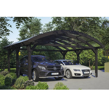 Double abri de voiture en bois avec deux voitures