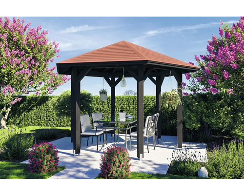 Pavillon de jardin avec table et chaises dans le jardin