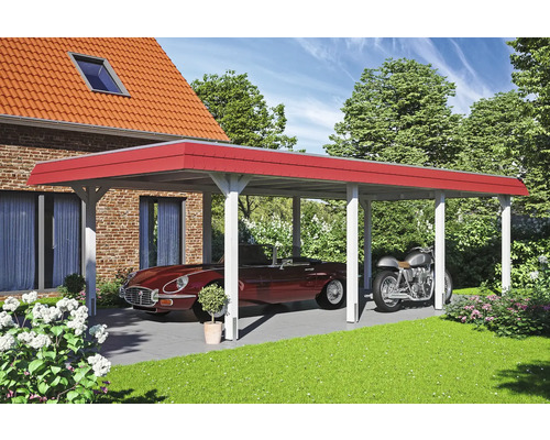 Carport avec voiture et moto