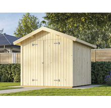 Abri de jardin en bois avec double porte dans le jardin