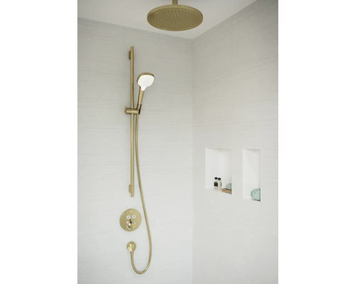 Système de douche avec pomme de tête et douchette à main dans la salle de bain