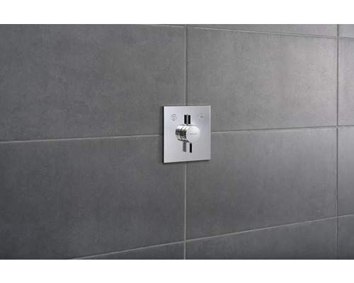 Logo Hansgrohe sur robinet de douche au mur