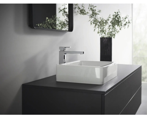 Badezimmer Waschtisch mit Aufsatzwaschbecken, Armatur und Spiegel