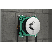 Unterputzthermostat mit Hansgrohe Logo an einer Wand
