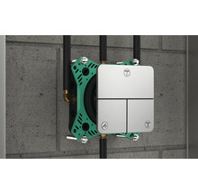 Thermostat encastré avec trois zones de commande sur un mur