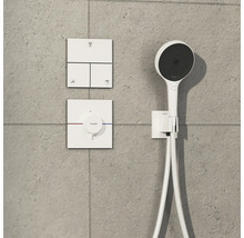 Handbrausegarnitur mit Steuerungselementen an einer grauen Wand