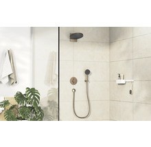 Badezimmer mit Duscharmatur, Handbrause, Brausestange und Ablage