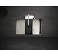 Vue de dessus d''un lavabo avec robinet et égouttoir