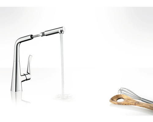 Robinet de cuisine avec douchette extractible et eau courante