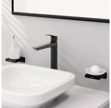 Badezimmerwaschtisch mit Armatur, Seifenschale und Zahnputzbecherhalter