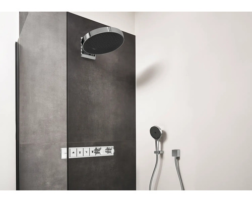 Douche avec douche de tête, douchette à main et thermostat