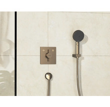Brausegarnitur mit Handbrause und Thermostatarmatur an der Wand