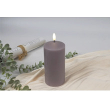 Bougie LED en cire véritable d 7 cm h 17 cm cire violet