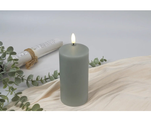 Bougie LED décorative grise avec flamme artificielle